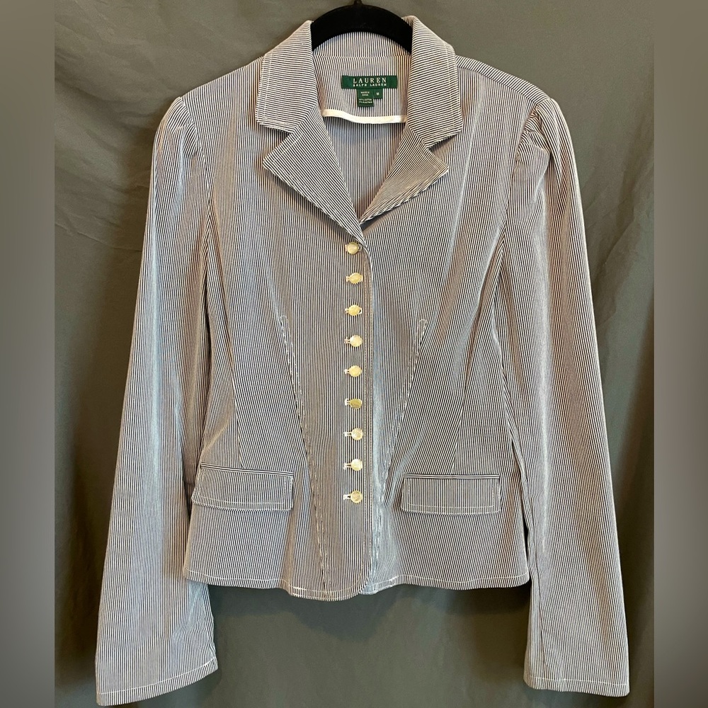 Vintage Lauren Ralph Lauren Vertical Stripe Structured Women’s Blazer 9 Buttons